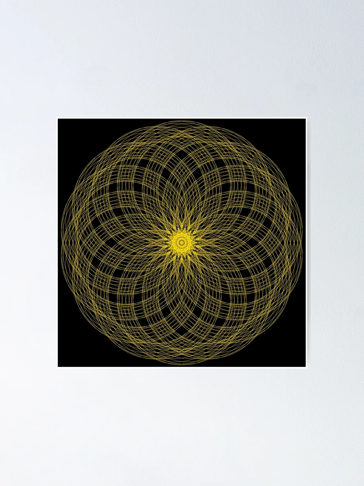Thumbnail 1 of 3, Poster, Orange Flower Geometric Pattern designed and sold by Patterner.