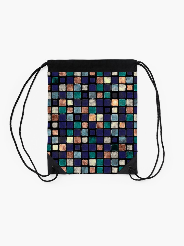 Alternate view of Vintage Squares Pattern Drawstring Bag