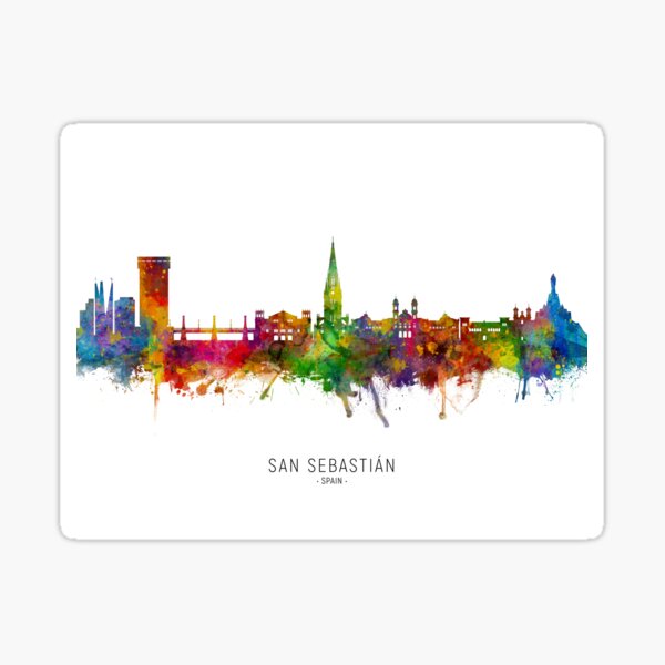 Vista previa del artículo con la obra «San Sebastian Spain Skyline», diseñado y vendido por ArtPrints.