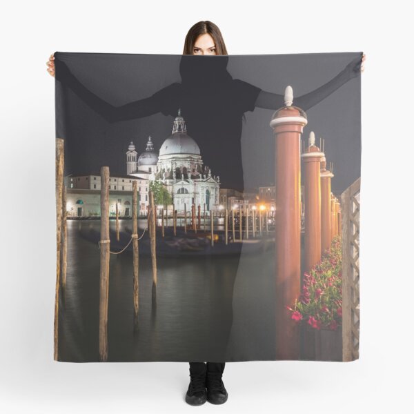 Venice Italy Midnight - Santa Maria della Salute Through a Forest of Paline Scarf