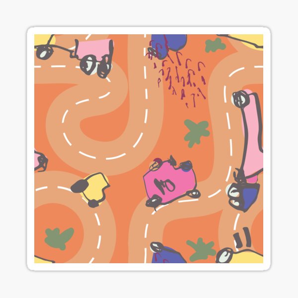Elijah - Oranges - Roads - Single Motif Sticker