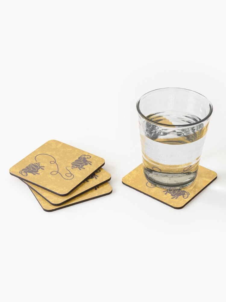 Alternate view of Connected sheep on mustard Coasters (Set of 4)