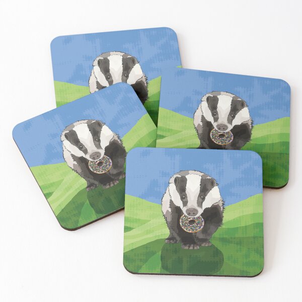 Item preview, Badger eating doughnut designed and sold by BeeFoxTree.