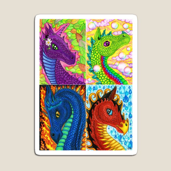 Item preview, 4 Elemental Dragons designed and sold by Melanie Jeyakkumar.
