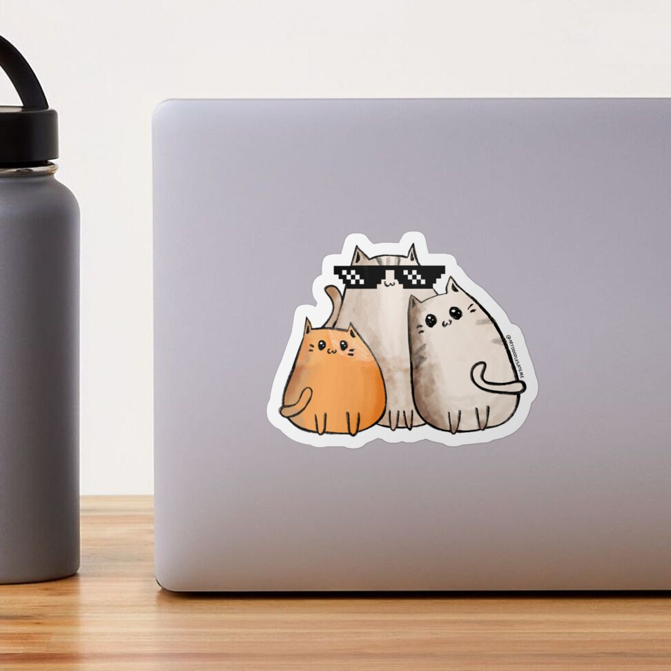 Cool Grouchy Cats - Gato - Cat Purr Sticker