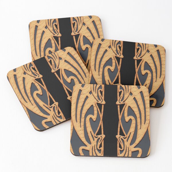 Item preview, Art Nouveau vintage burlesque pattern gray blue black designed and sold by Xarah.