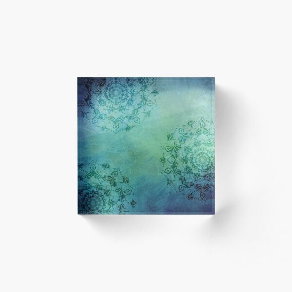 Mandala Lotus Trio / Zen Yoga Meditation Mandala Acrylic Block