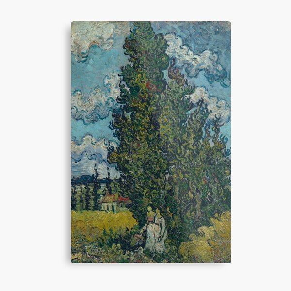 Vincent Van Gogh - Cypresses And Two Women Metal Print