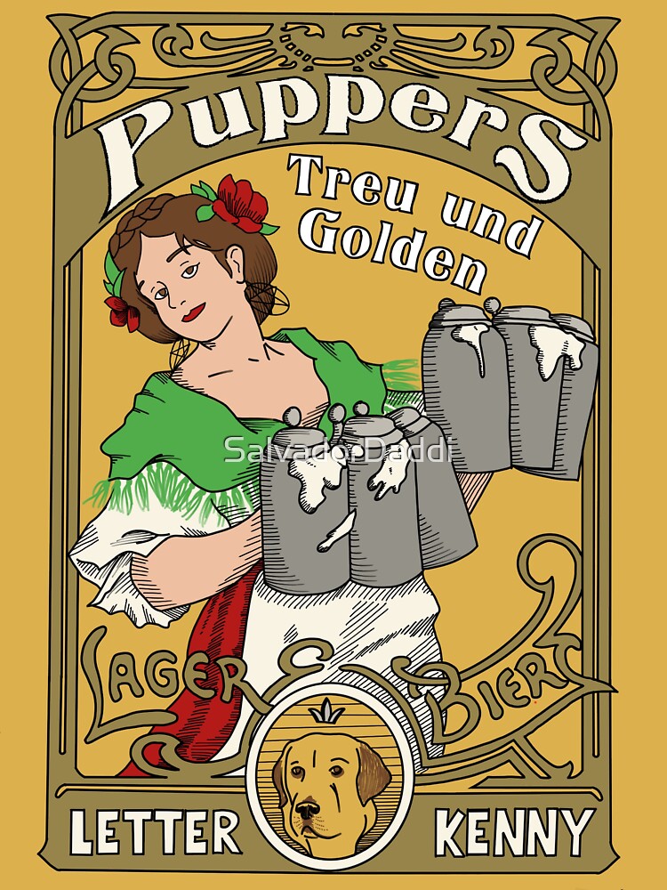 "Letterkenny Puppers Art Nouveau Beer Poster" Sticker for Sale by SalvadorDaddi Redbubble