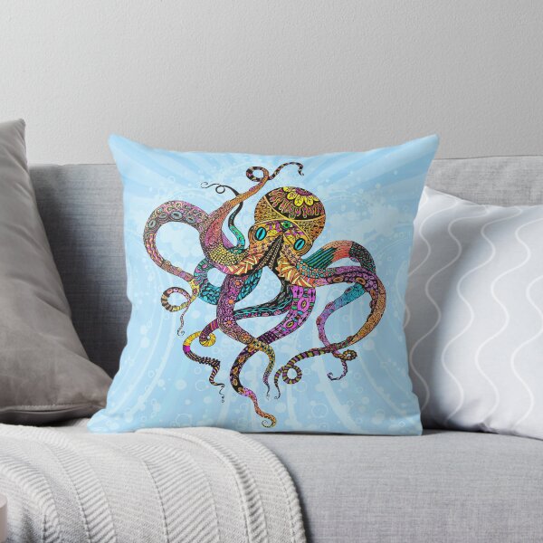 Electric Octopus Throw Pillow