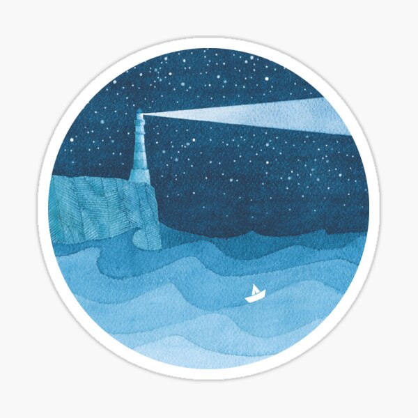 Lighthouse, blue ocean Sticker