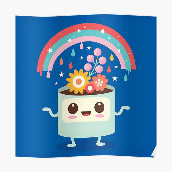 "Flower Pot Head and Magic Rainbow" Poster for Sale by jsongdesign