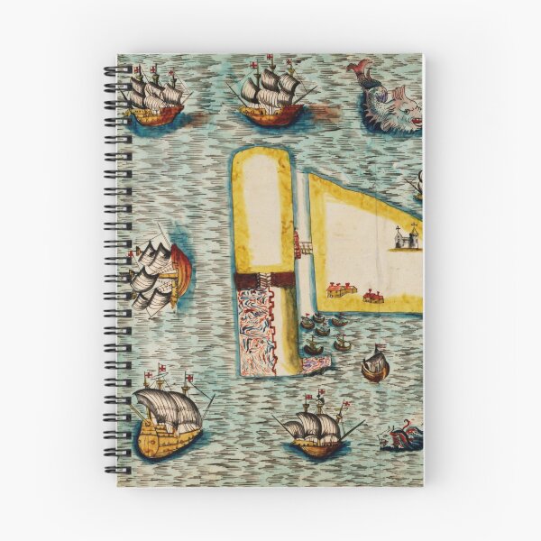 Item preview, Ships and Land map vintage manuscript designed and sold by Vintage Designs +.