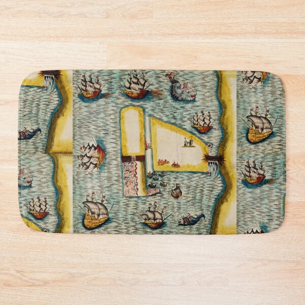 Item preview, Ships and Land map vintage manuscript designed and sold by Vintage Designs +.