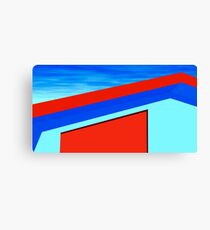 Red and Blue Building in Thassos in Greece Canvas Print