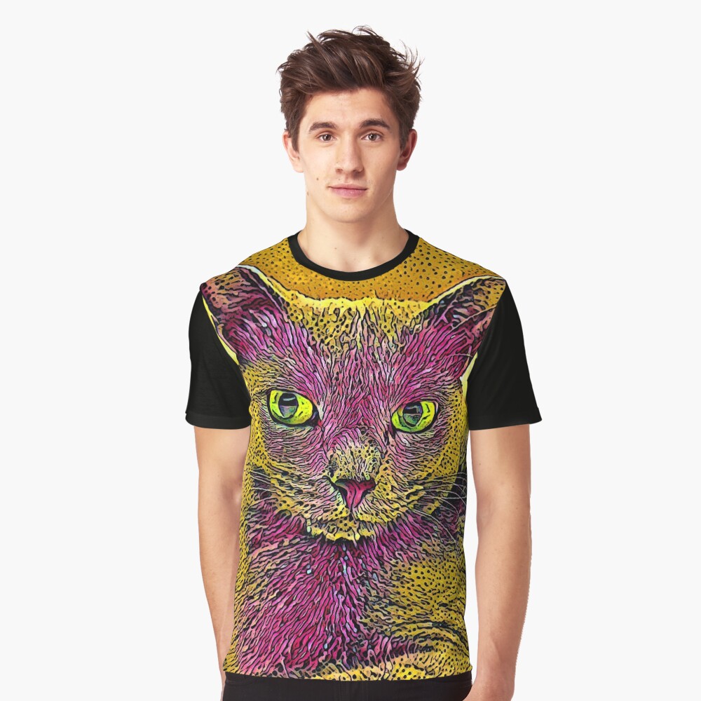 CAT ART PINKGELB Grafik T-Shirt