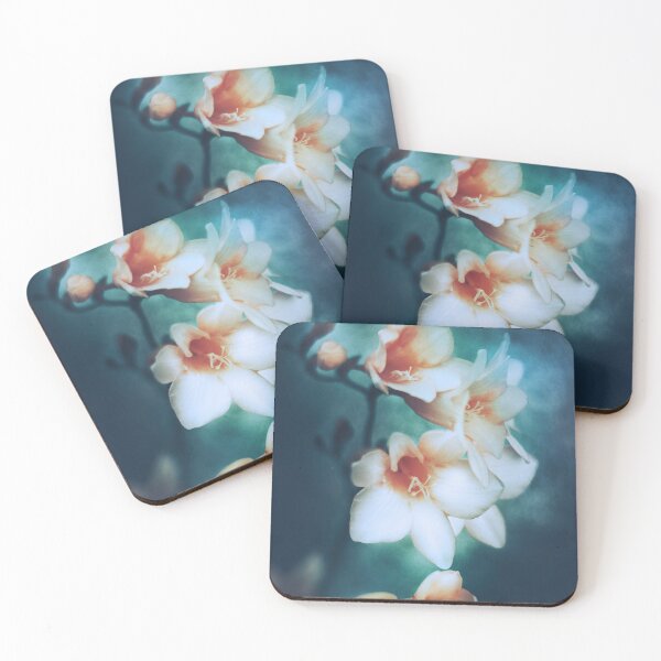Item preview, freesias beauty in blue background designed and sold by 275photography.