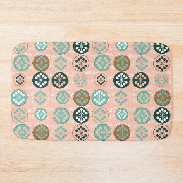 Item preview, Mid Century Abstract Floral in Pink, Mint Green, and Bronze designed and sold by vinpauld.