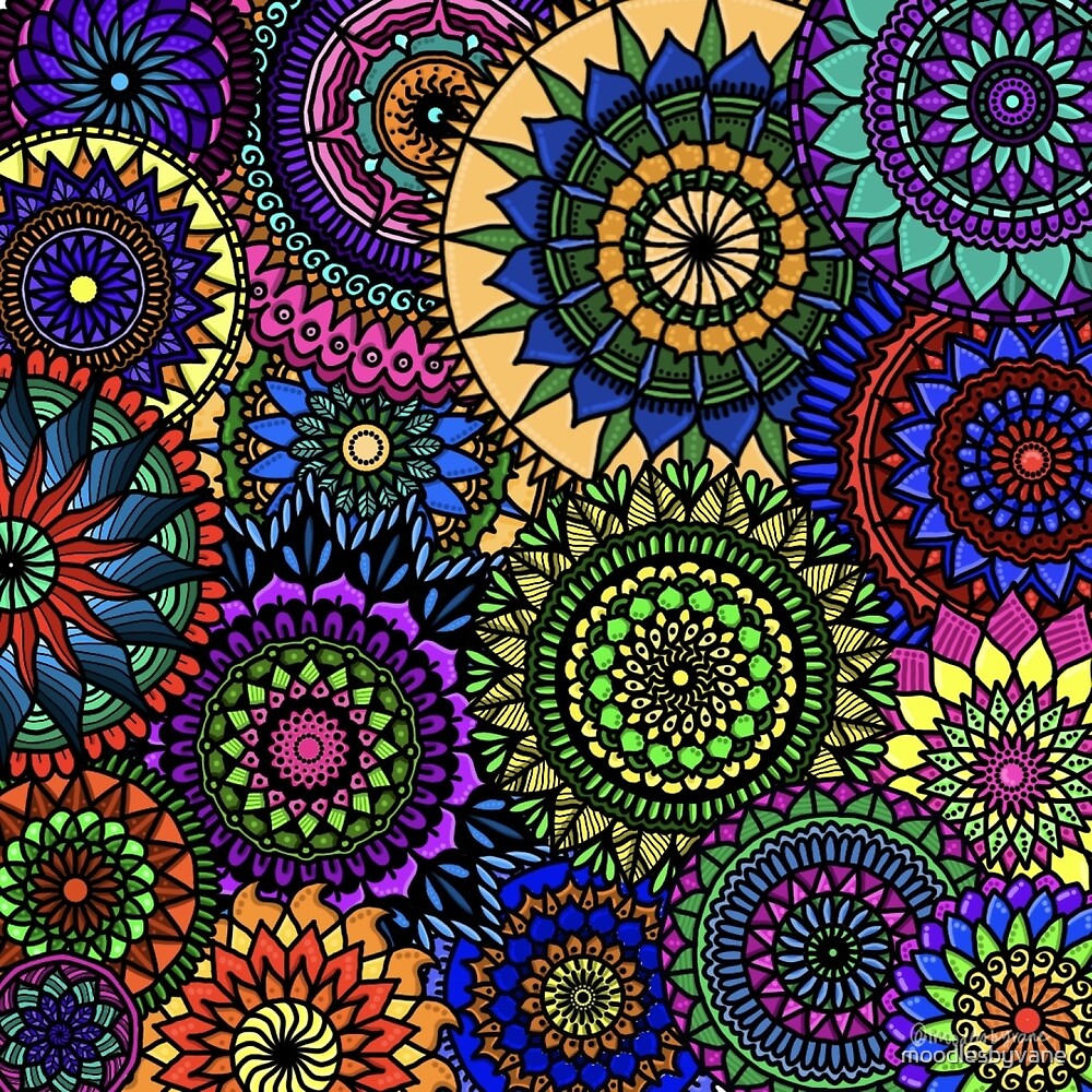 "colorful mandala collage " by moodlesbyvane Redbubble