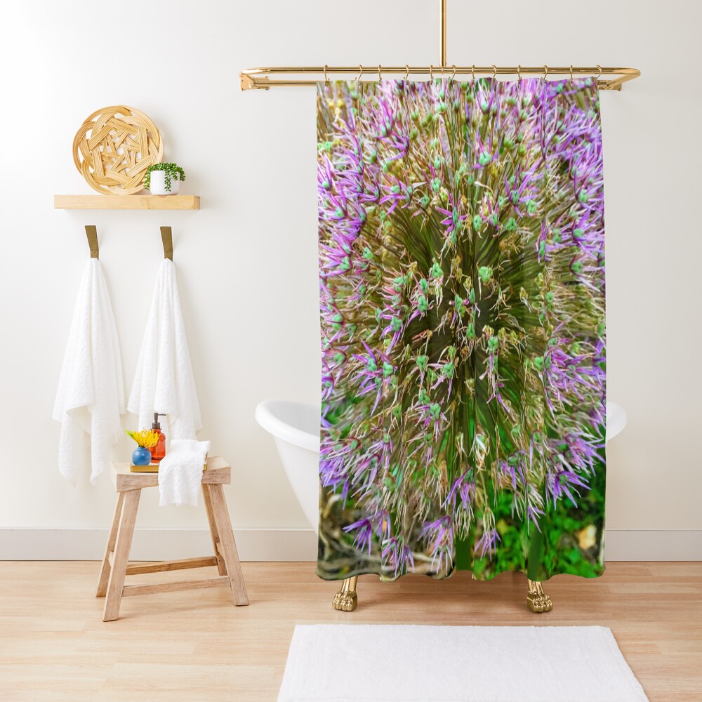 "Purple Lollipop Alliums Blooming in Boston" Shower Curtain for Sale by