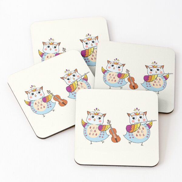 Item preview, Cute Owls Playing Flute and Violin Orchestra designed and sold by Kate Hyunsu Cho.