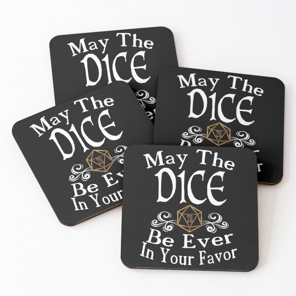 May The Dice Be Ever In Your Favor (White and Gold) Coasters (Set of 4)