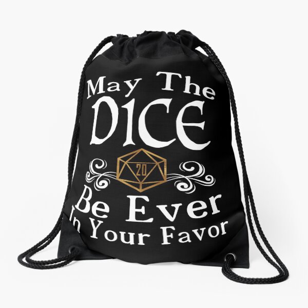 May The Dice Be Ever In Your Favor (White and Gold) Drawstring Bag