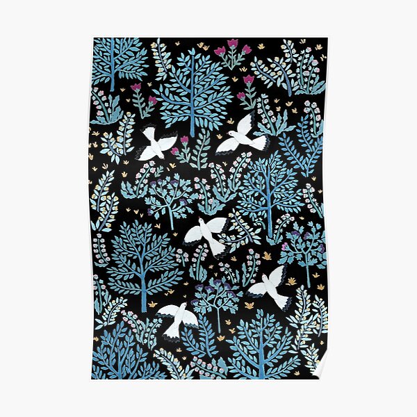 white birds garden Poster