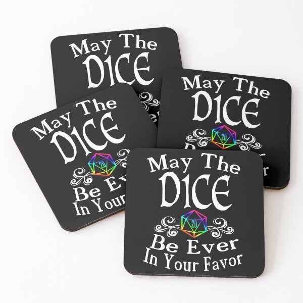 May The Dice Be Ever In Your Favor (White and Rainbow) Coasters (Set of 4)