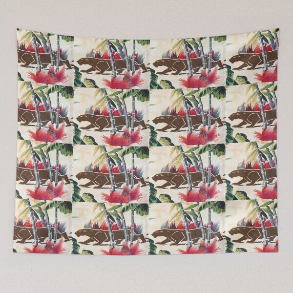 Item preview, Vintage Panther Barkcloth designed and sold by collageDP.