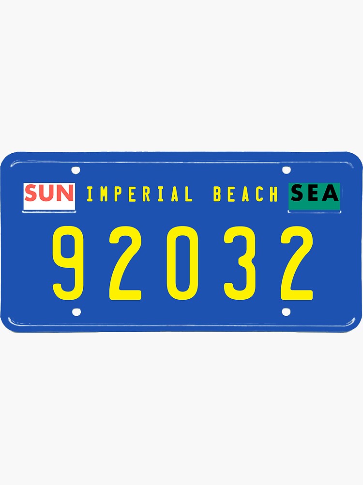 "Imperial Beach retro ZIP code license plate" Sticker for Sale by