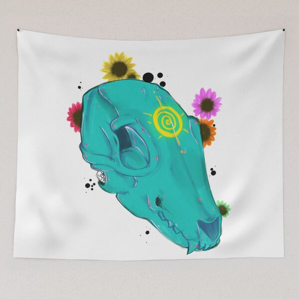 Item preview, Teal Fox Skull designed and sold by 0Crysune0.