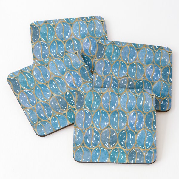 Item preview, Watercolour Coffee Beans | Blue and Gold designed and sold by RebeccaFlaherty.