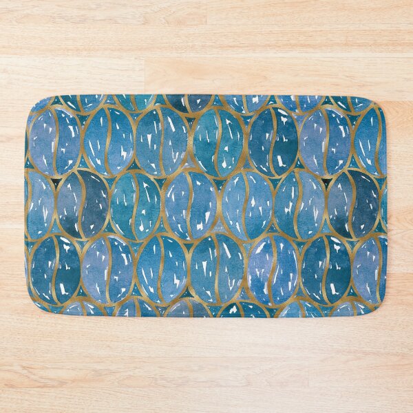 Item preview, Watercolour Coffee Beans | Blue and Gold designed and sold by RebeccaFlaherty.