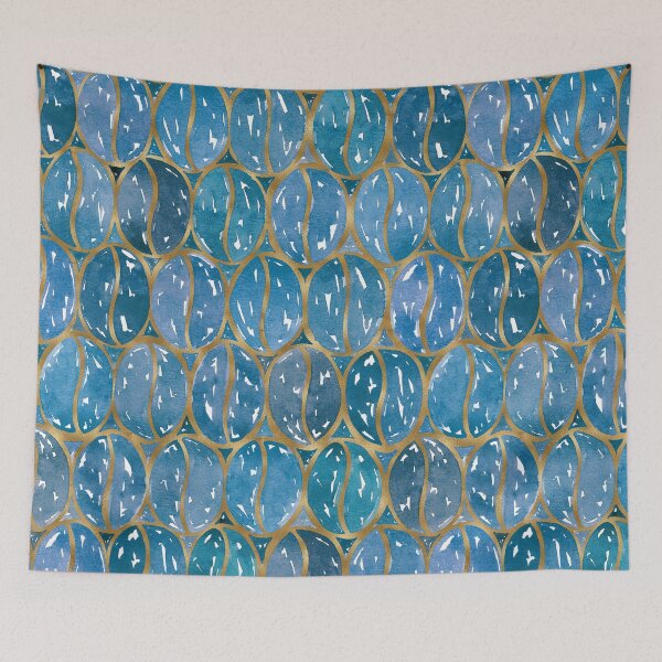 Item preview, Watercolour Coffee Beans | Blue and Gold designed and sold by RebeccaFlaherty.