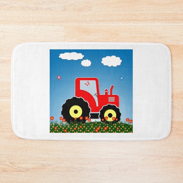 Item preview, Red tractor in a field designed and sold by Gaspar Avila.