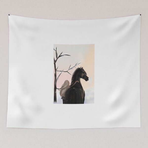 Item preview, Girl and Black Horse Digital Illustration designed and sold by Gemi03.