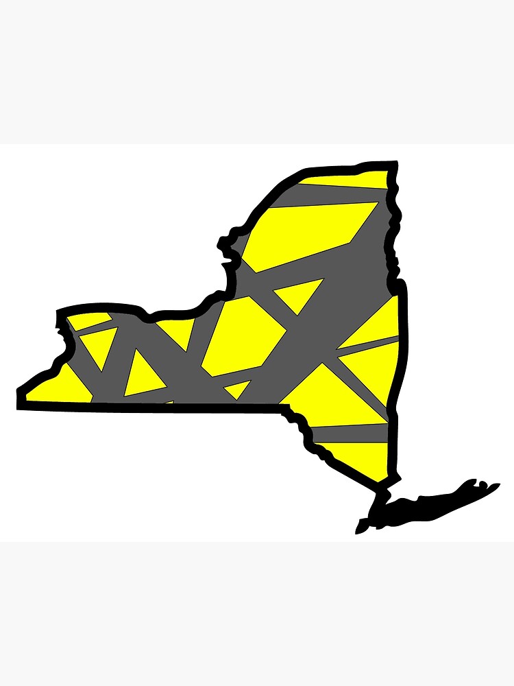 &ldquo;New York State Map Yellow and Gray Geometric Pattern&rdquo; Poster by