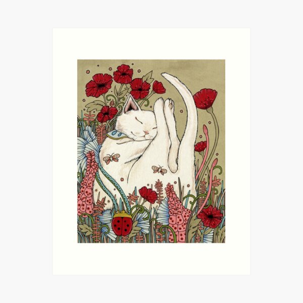 Poppies and Ladybug Art Print