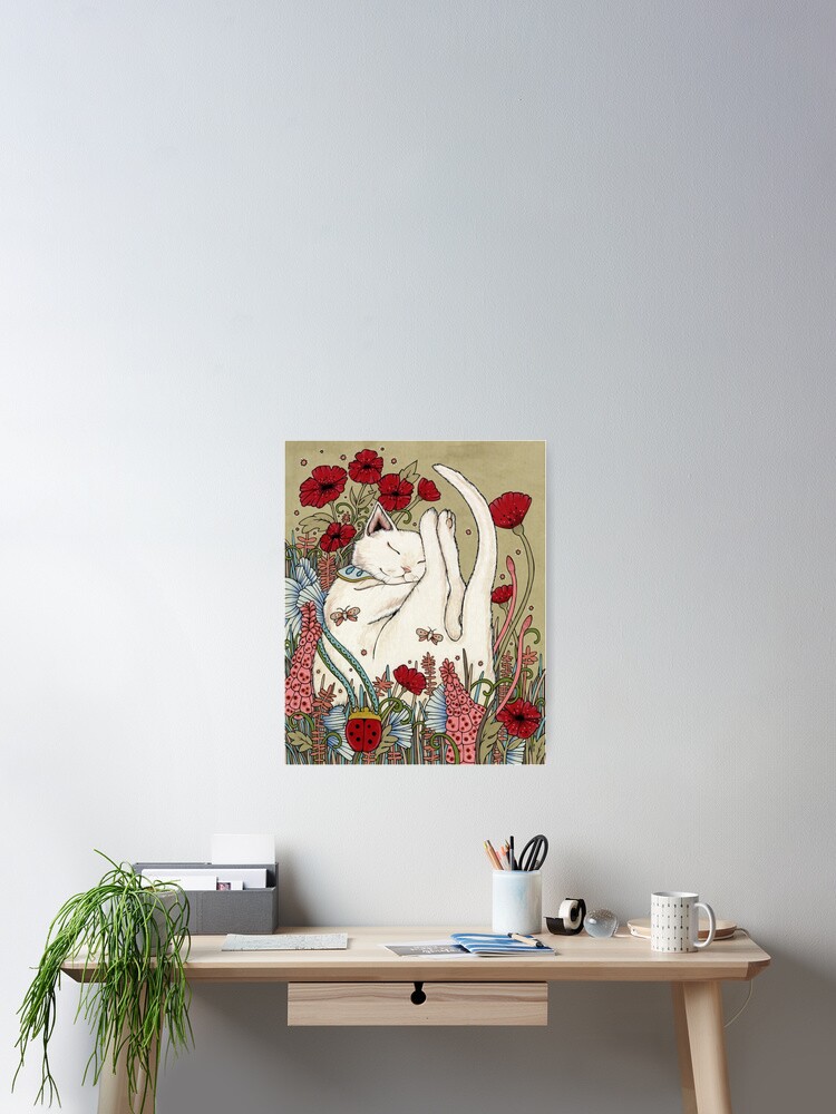 Thumbnail 2 of 3, Poster, Poppies and Ladybug designed and sold by AnitaInverarity.