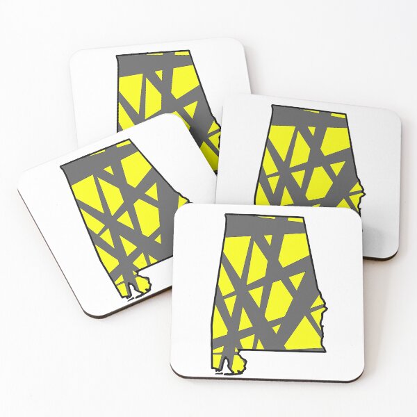 Item preview, Alabama State Map Yellow and Gray Geometric Pattern designed and sold by lukaskugler.
