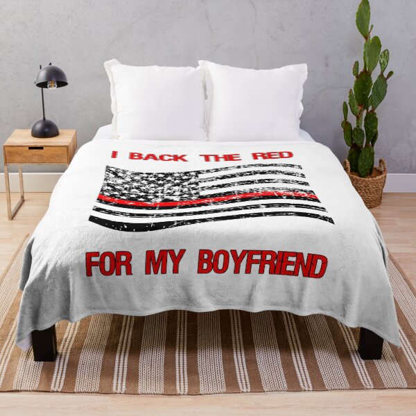 Item preview, Firefighter Boyfriend Flag Red Line American Support Quote  design designed and sold by CreatedByHeidi.