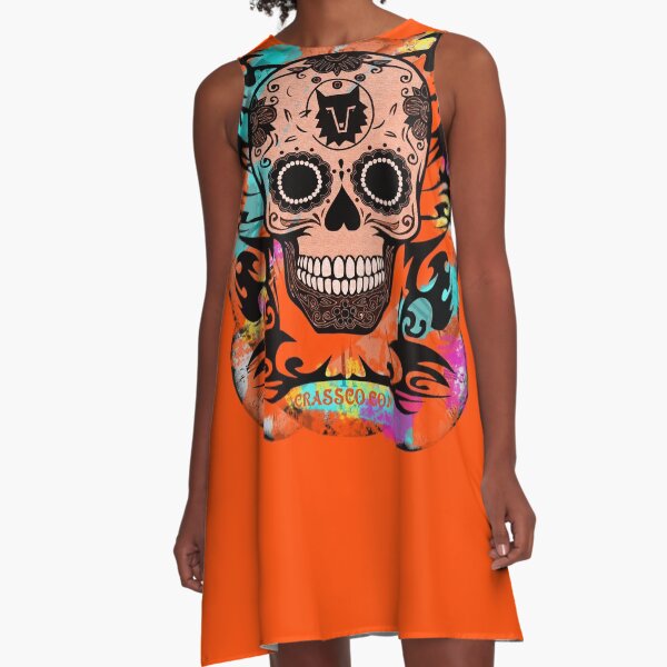 SKULL CULT ORANGE CRASSCO A-Linien Kleid