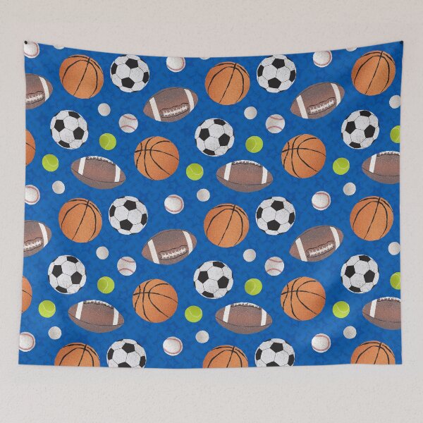 Item preview, Sport Balls Hall of Fame - Blue  designed and sold by WickedRefined - Nicole Demereckis.