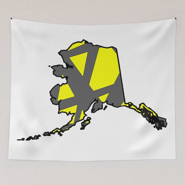 Item preview, Alaska State Map Yellow and Gray Geometric Pattern designed and sold by lukaskugler.