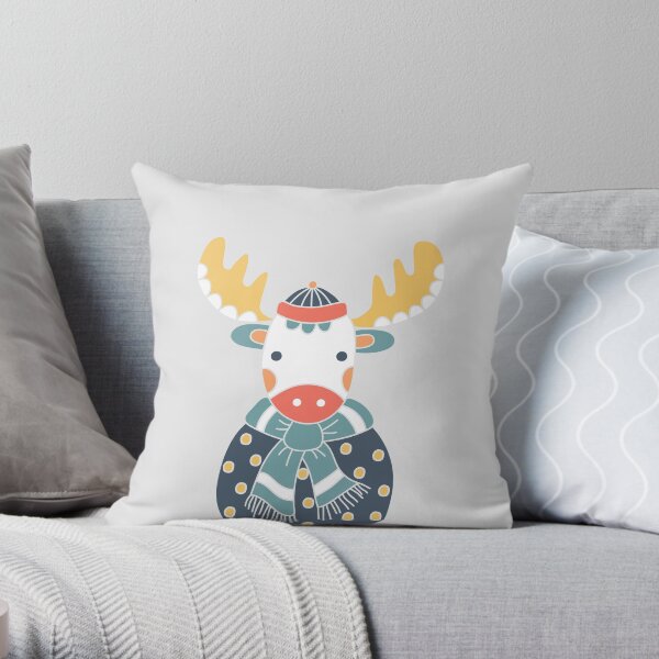 Friendly Moose Throw Pillow