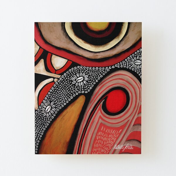 #396C - NATHALIE LE RICHE - ART and GIFTS - TRIBAL MASK SHIELD ABSTRACT PNG - Segments Of Life III Wood Mounted Print