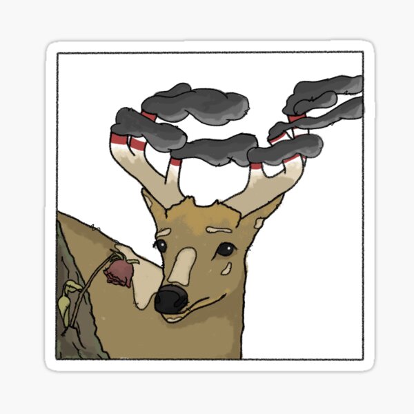 Deer and a Rose Sticker
