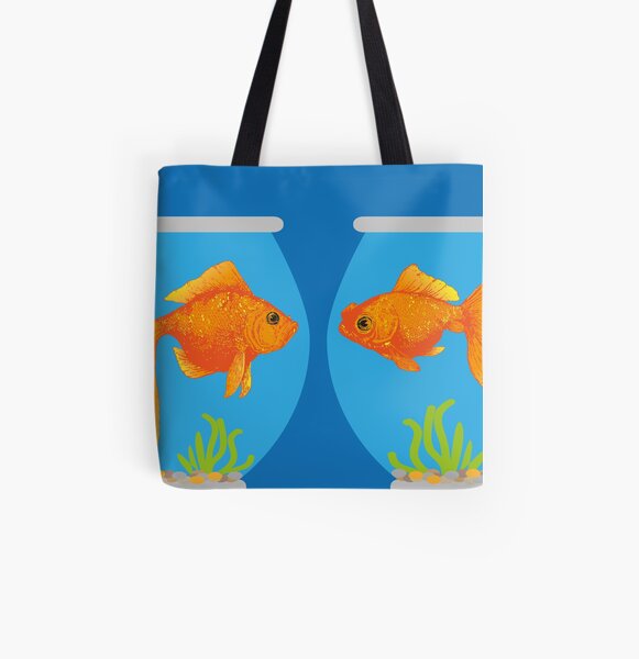 Two Little Goldfish in their Fish Bowls | Vintage Goldfish | All Over Print Tote Bag
