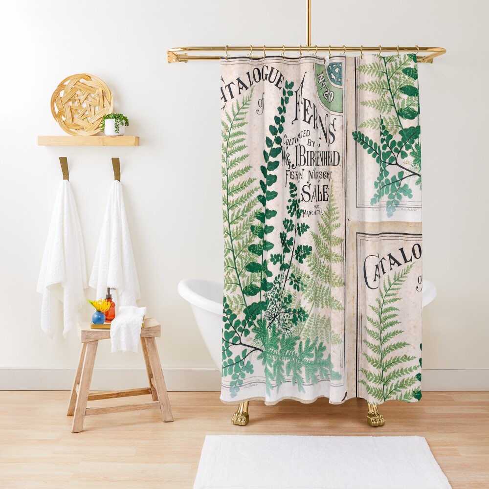 Vintage Botanical Ferns Shower Curtain